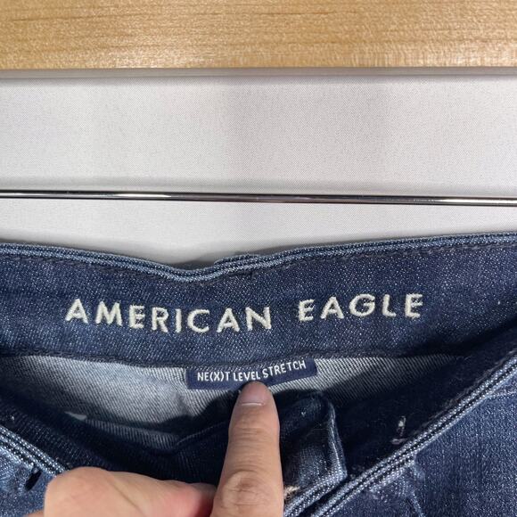 American Eagle 2 Next Level Stretch Super Hi Rise Shortie Denim Rolled Cuff Hem - Picture 5 of 9